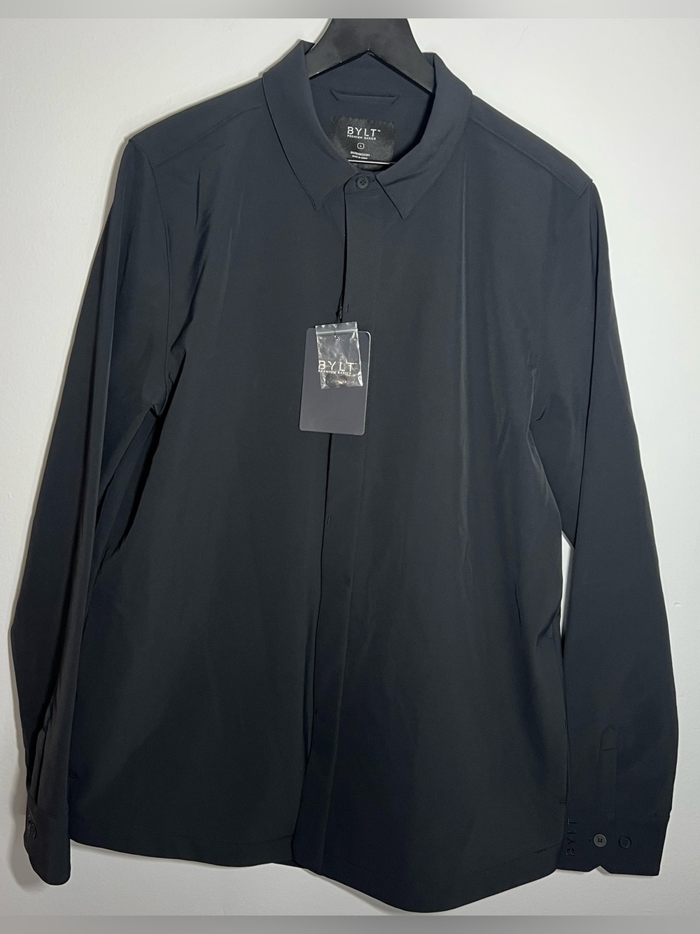 BYLT Basics Tech Nylon Shirt Jacket Mens Large Black NWT